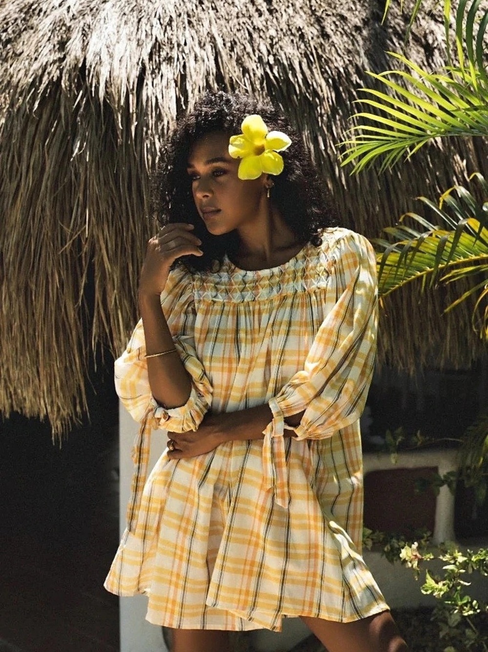Daughters of India in Honeycomb Plaid Mini Dress in Honeycomb NWT